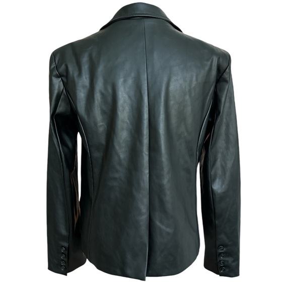 Evereve High Line Faux Vegan Leather Black Blazer Jacket Size Small - Picture 5 of 11